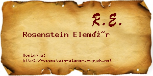 Rosenstein Elemér névjegykártya